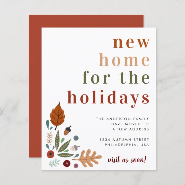 Meddelande om ny Flytta i hemmet för budgetThanksg (Fram/baksida)