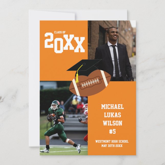 Meddelande om Orangen om fotbollssport Studenten Inbjudningar (Framsida)