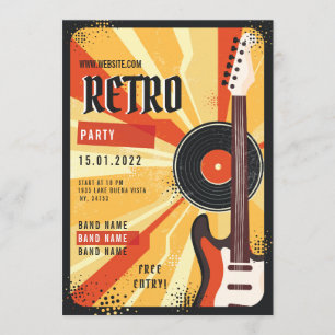 Meddelande om party-flygare för Retro-musik Inbjudningar