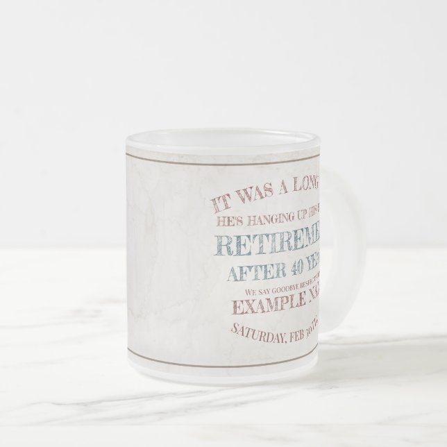 Meddelande om pension med gamla stövlar V1.0 Frostad Glasmugg (Framsida höger)