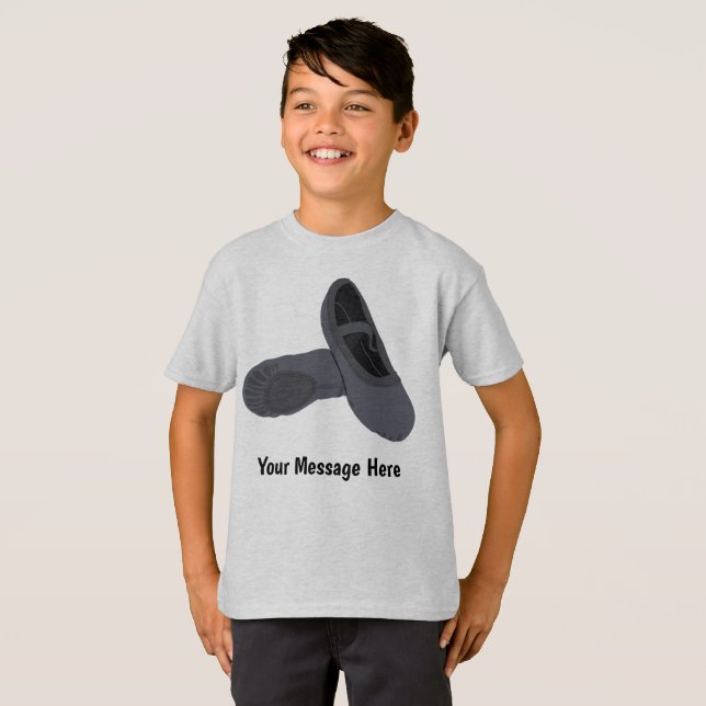 Meddelande om Personligen Black Boys Ballet Shoes T Shirt (Hel framsida)