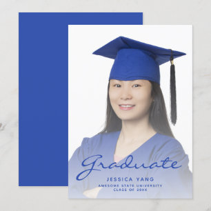 Meddelande om Photo Blue Script Studenten Inbjudningar