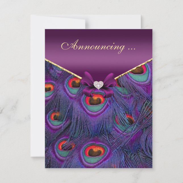 Meddelande om Plum Lila Peacock Förlovning (Framsida)