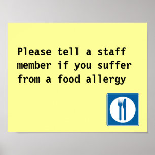 Meddelande om Restaurangmatallergi Poster