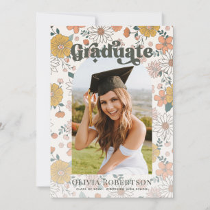 Meddelande om Retro Blommigt Arch Photo Studenten Inbjudningar