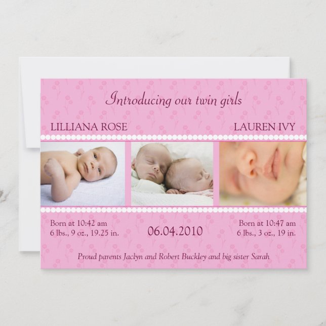 Meddelande om rosa Pearl Twillingars (Framsida)