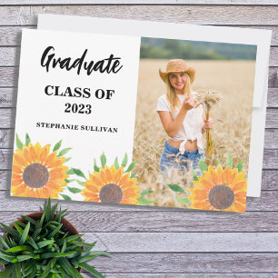 Meddelande om Rustic Blommigt Photo Studenten Inbjudningar