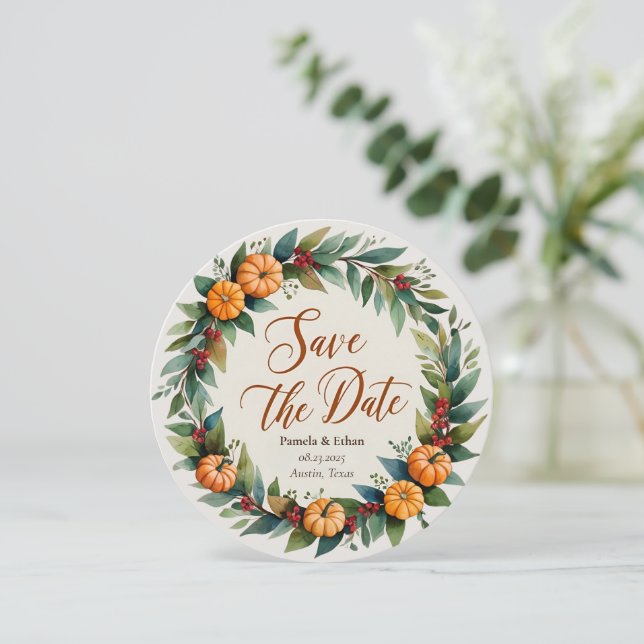 Meddelande om Rustic Fall Wedding Spara datumet (Stående Fram)