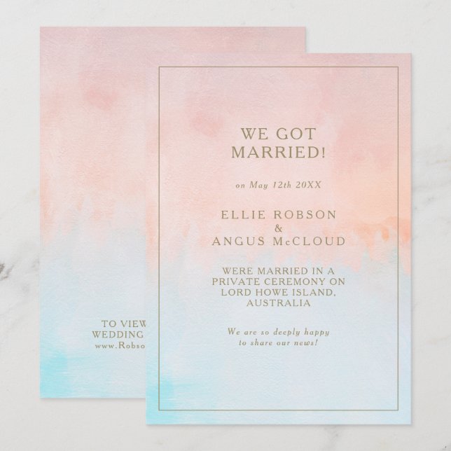 Meddelande om sommarsolnedgång i vattenfärgen Elop Inbjudningar (Fram/baksida)