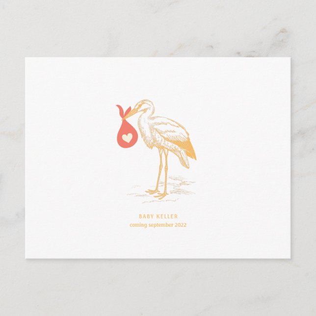 Meddelande om Stork Gravid Vykort (Framsida)
