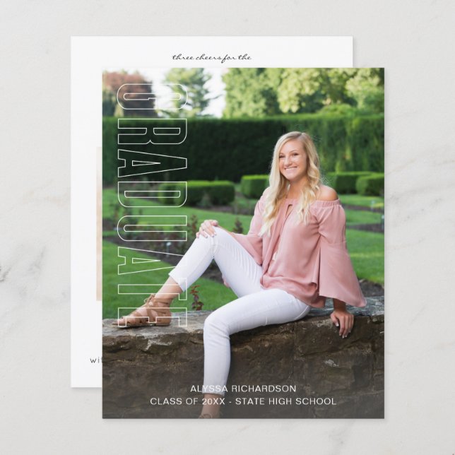 Meddelande om Student för Roligt av typ 2-foto (Fram/baksida)