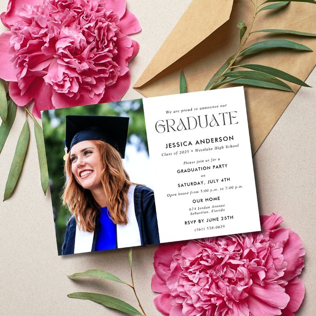 Meddelande om Studentfest av fotohögskolan Inbjudningar (Photo High School Graduation Party Announcement)