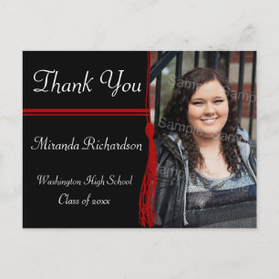Meddelande om Studentfesten Tassel Red & Black Vykort