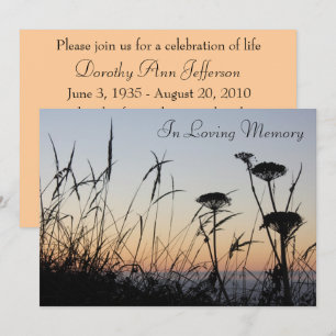 Meddelande om Sunset Silhouette Memorial Service Inbjudningar
