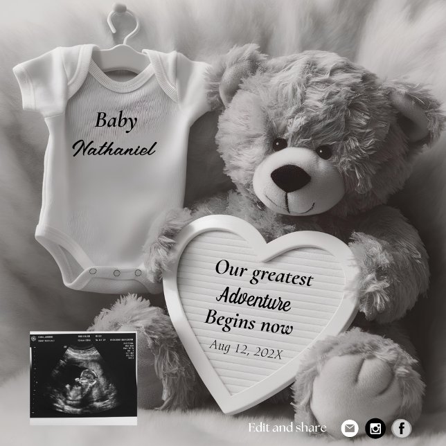 Meddelande om svartvit Gravid för elegant Inbjudningar (Skapare uppladdad)