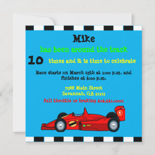 Meddelande om Tävling bilars födelsedag Inbjudningar