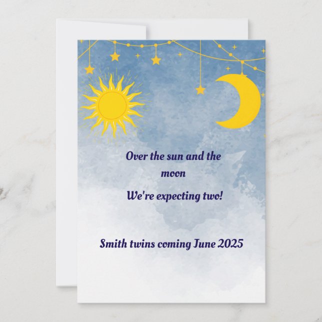 Meddelande om Twillingarna sol och Måne Inbjudningar (Framsida)