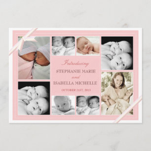 Meddelande om Twin Baby Photo Collage Baby Rosa