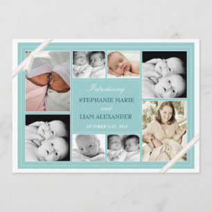 Meddelande om Twin Baby Photo Collage Baby Teal