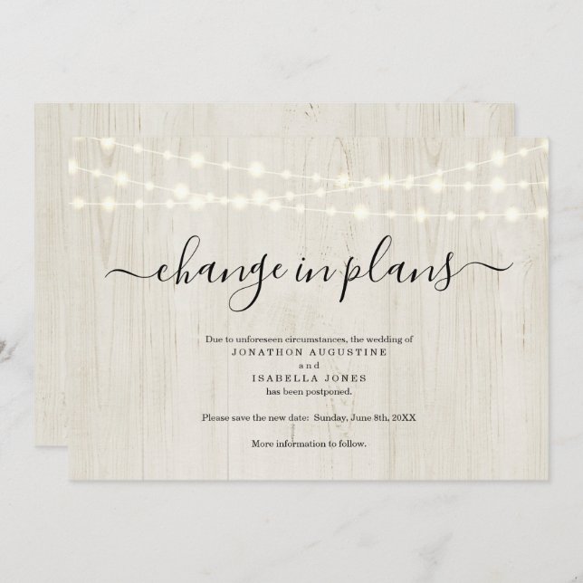 Meddelande om uppskjutande av lantlig bröllopsfest inbjudningar (Fram/baksida)