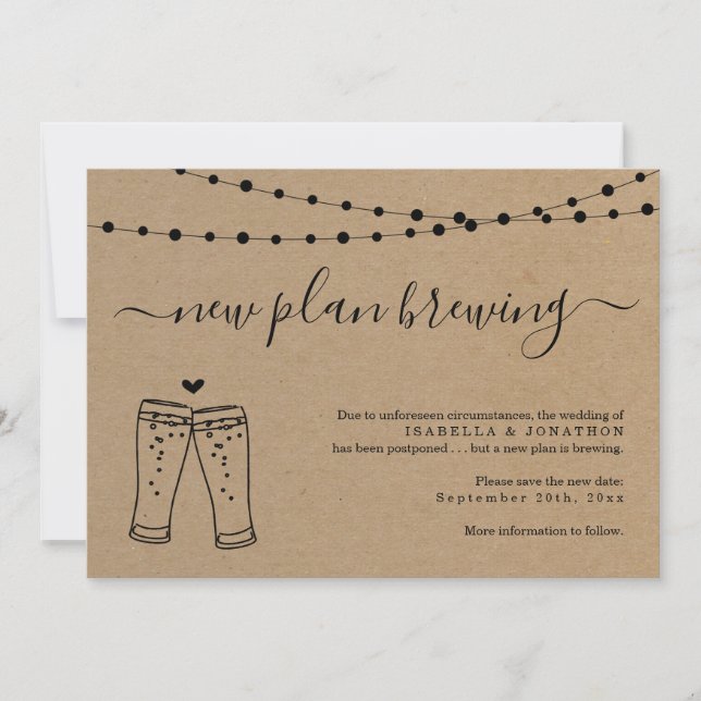 Meddelande om uppskov för Funny Beer Bröllop Inbjudningar (Framsida)