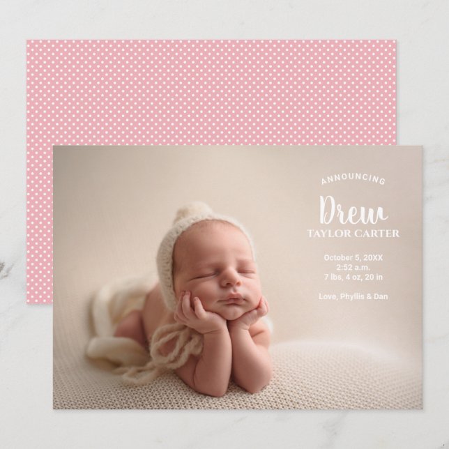 Meddelande om vår födelsedag i Flicka (Fram/baksida)