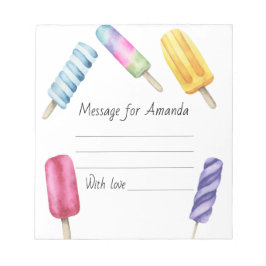 meddelande om vattenfärgspopsicle-födelsedagstidsk anteckningsblock