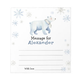 Meddelande om veckofödelsedag med polar på födelse anteckningsblock