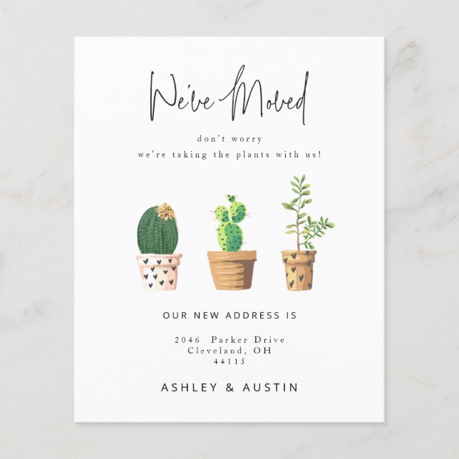 Meddelande om Vi har flyttat av budgetanläggningen Flygblad (Framsidan)