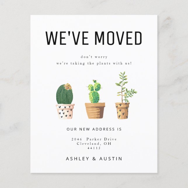 Meddelande om Vi har flyttat om budgetanläggningen Flygblad (Framsidan)