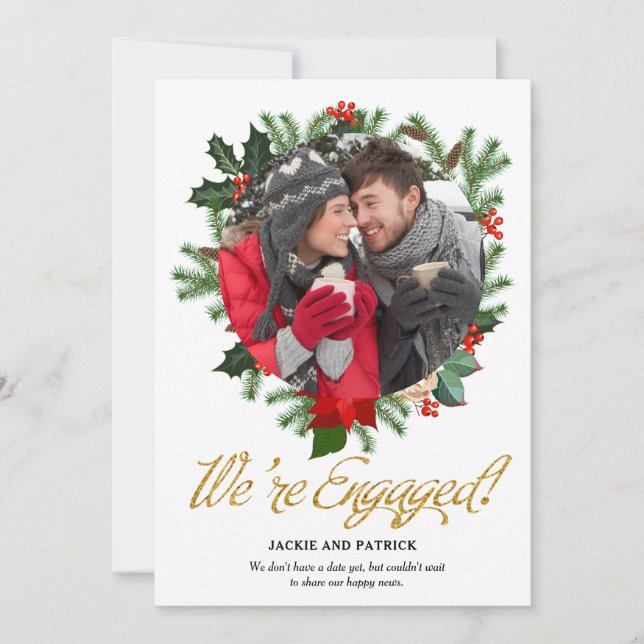 Meddelande om Winter Greenery Photo Förlovning (Framsida)