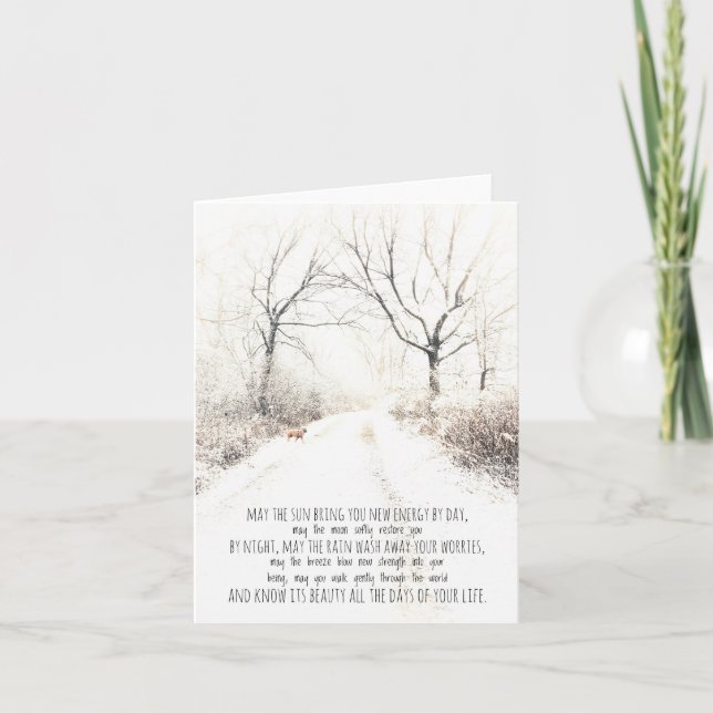 Meddelande, snö med hund tack kort (Framsida)