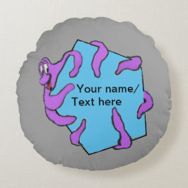 Meddelande - Tecknad av oktopus. Rund fyllning Kudde