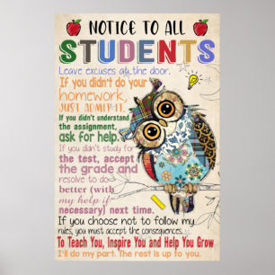 Meddelande till alla Studenter-klassrum Poster