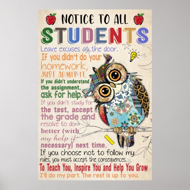Meddelande till alla Studenter-klassrum Poster (Framsidan)