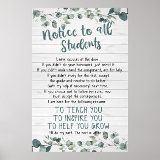 Meddelande till alla Studenter Poster för klassrum