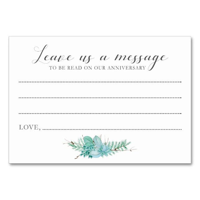 Meddelande till bride- och Groom Succulents-kort Bordsnummer (Framsidan)