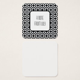 Meddelandeanteckningar för Svartvit cirkulär Retro Fyrkantigt Visitkort