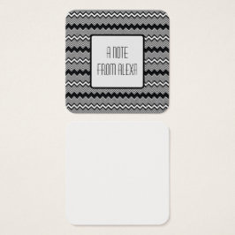 Meddelandeanteckningar för svartvitt ZigZag Mönste Fyrkantigt Visitkort