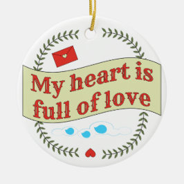 Meddelandedesign för uppvärmning julgransprydnad keramik