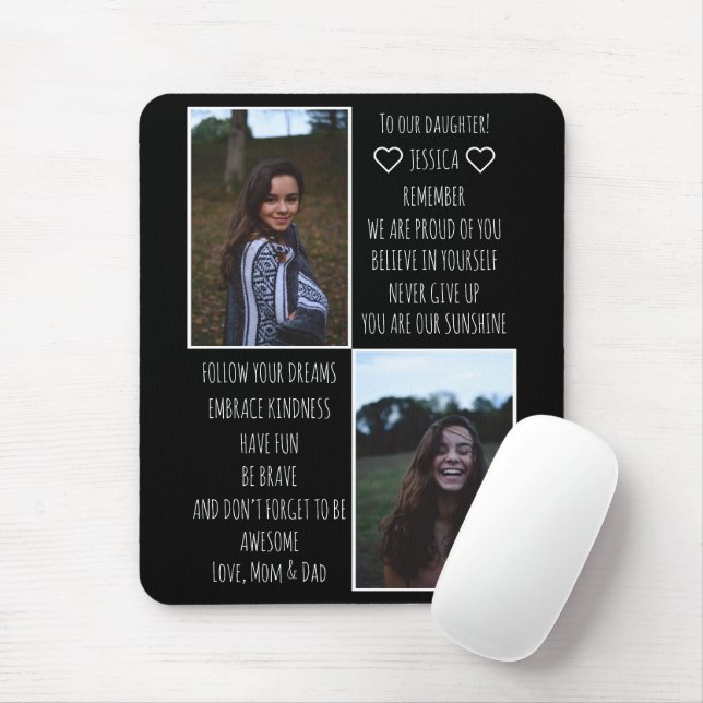 Meddelandegåva från kärlek till dotter Photo Mouse Musmatta (Med mus)