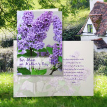 Meddelandehälsningskort för mors dag Lila Lilacs