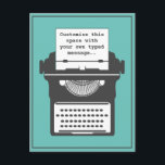 Meddelandehämtning för Anpassningsbar av vintage T Vykort<br><div class="desc">Lägg till din egen text och skapa ett unikt meddelande eller vykort för meddelande. Du kan också anpassa bakgrunden till färg.</div>