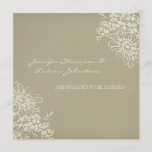 Meddelandekort för blommigtens Vintage Förlovning Meddelande