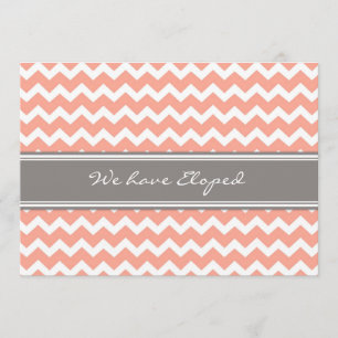 Meddelandekort för Chevron Coral Grått Elopement Meddelande