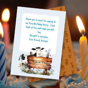 Meddelandekort för Farm Thmet Birthday-Tack Inbjudningar