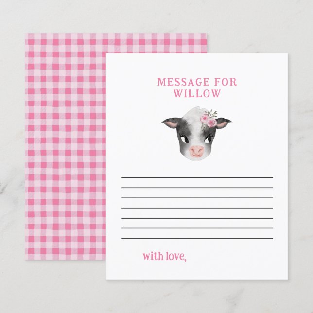 Meddelandekort för rosa Kow-födelsedagskort (Fram/baksida)