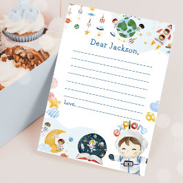 Meddelandekort för rymden-tidskapsel inbjudningar