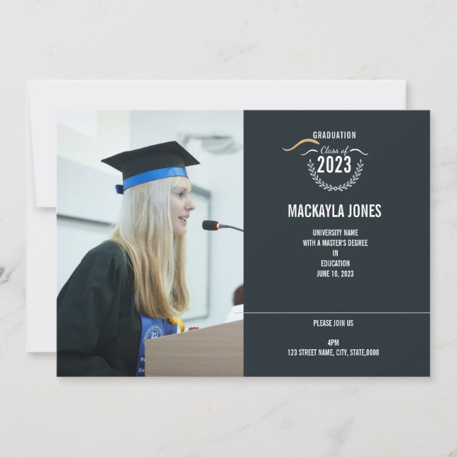 Meddelandekort/inbjudningskort för studenten meddelande (Framsida)