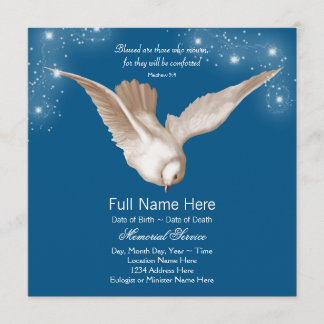 Meddelanden från tjänsten Blue Dove Memorial Inbjudningar